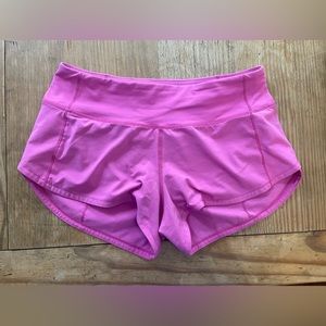 Pink Lululemon Speed Up Shorts